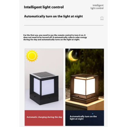 Modern Square Solar Powered Yard Lamp for Gates and Pillars - Solar Light
