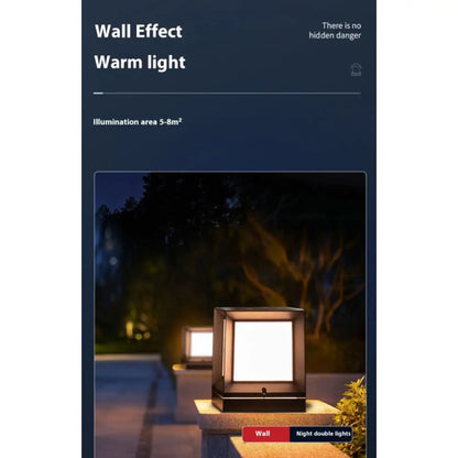 Modern Square Solar Powered Yard Lamp for Gates and Pillars - Solar Light