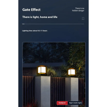 Modern Square Solar Powered Yard Lamp for Gates and Pillars - Solar Light