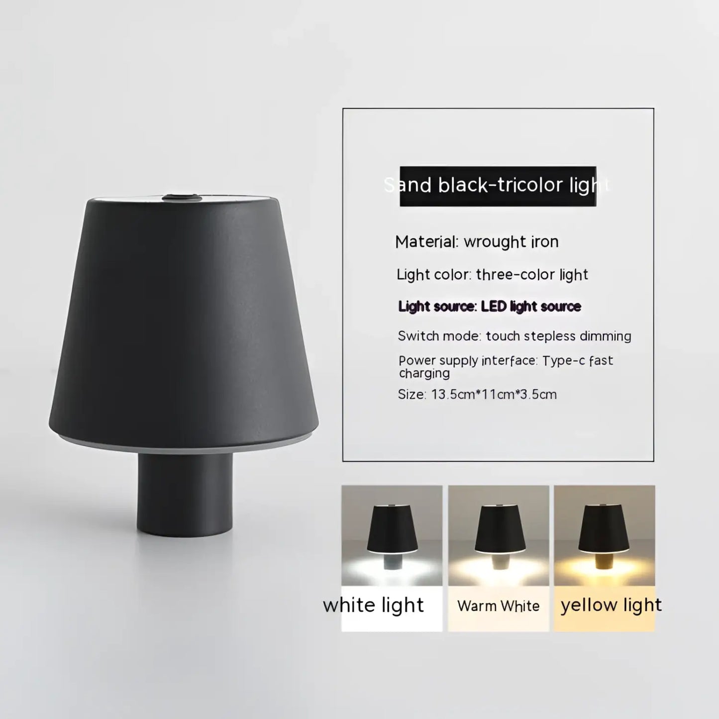 Modern Table Lamp Bedroom Style – Dimmable Mushroom Design - Sand Black Iron Art - Table Lamp