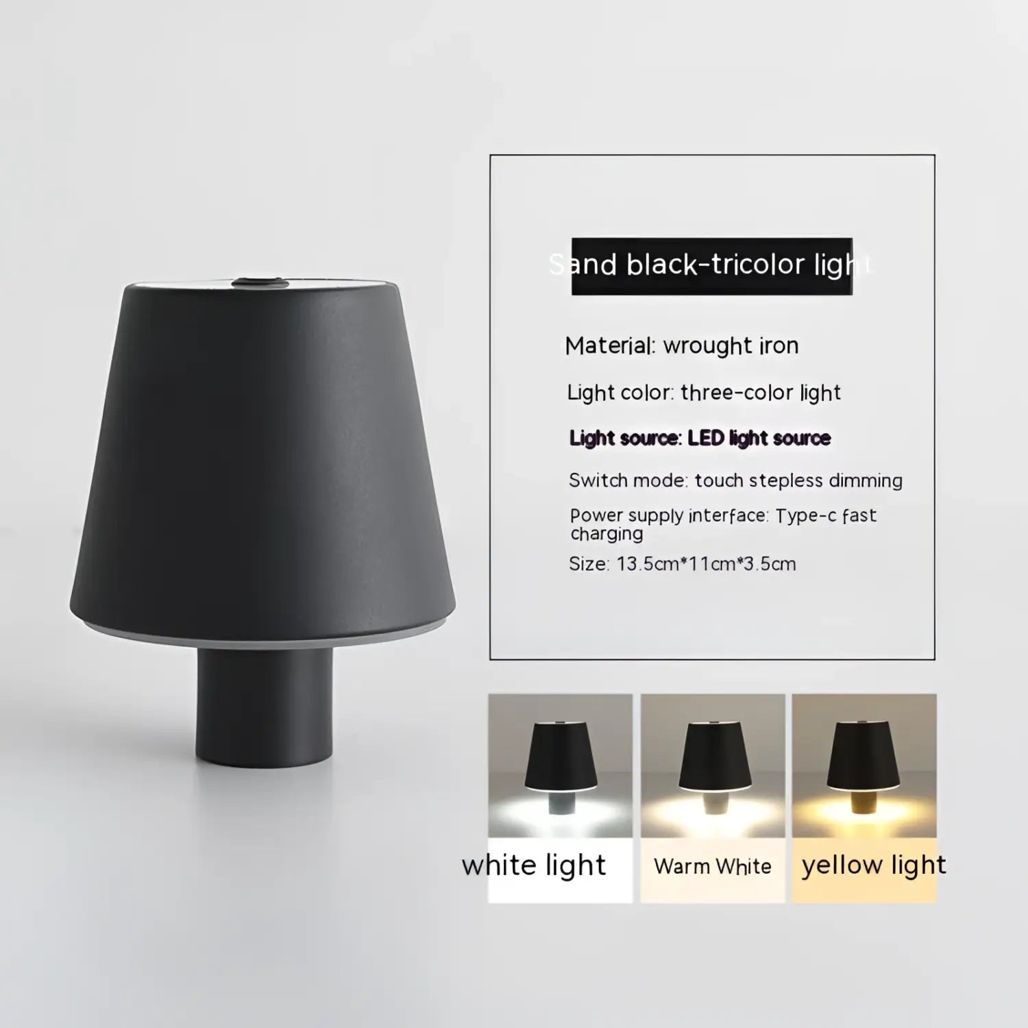 Modern Table Lamp Bedroom Style – Dimmable Mushroom Design - Sand Black Iron Art - Table Lamp