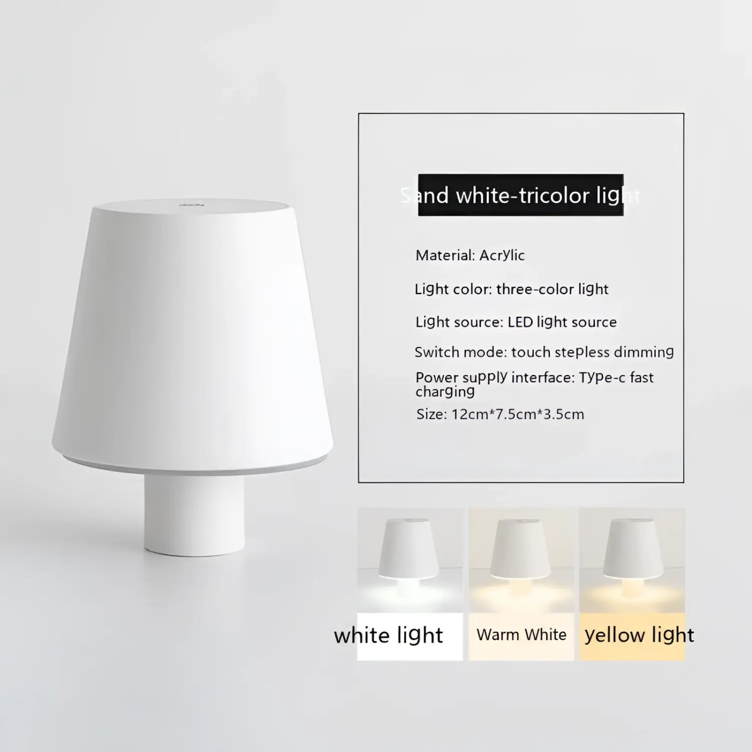 Modern Table Lamp Bedroom Style – Dimmable Mushroom Design - Sand White Plastic - Table Lamp