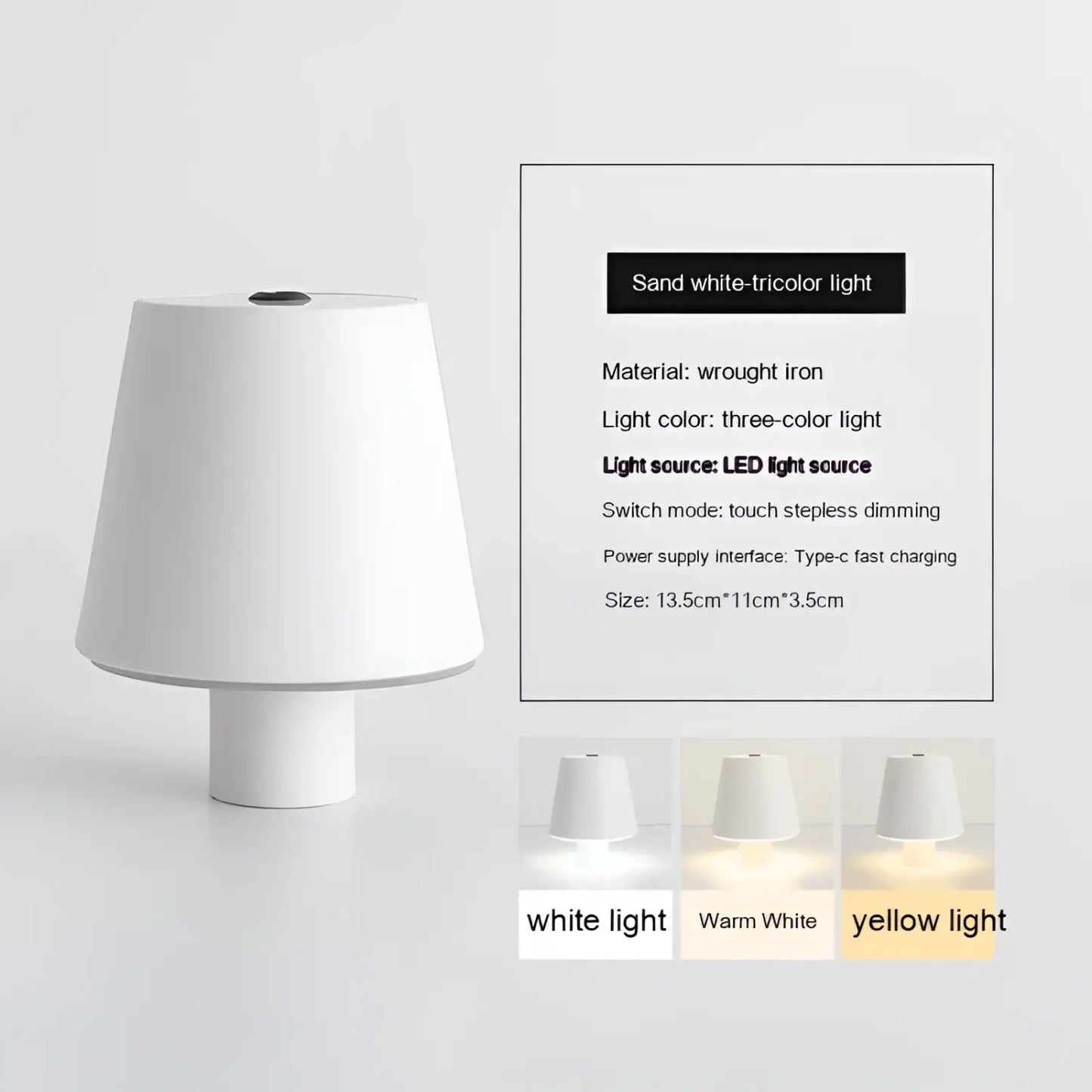 Modern Table Lamp Bedroom Style – Dimmable Mushroom Design - Sand White Iron Art - Table Lamp
