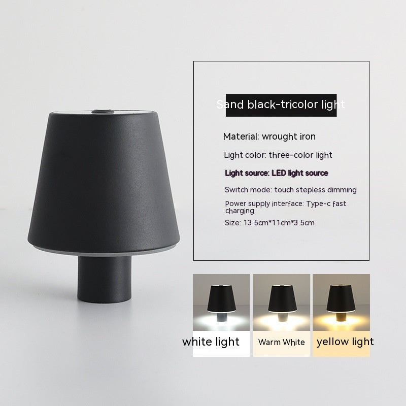 Modern Table Lamp Bedroom Style – Dimmable Mushroom Design - Sand Black Iron Art - Table Lamp