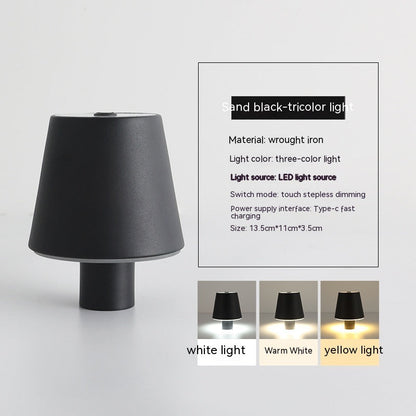 Modern Table Lamp Bedroom Style – Dimmable Mushroom Design - Sand Black Iron Art - Table Lamp