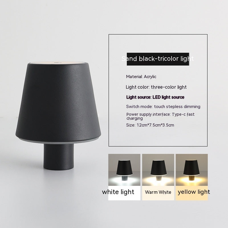 Modern Table Lamp Bedroom Style – Dimmable Mushroom Design - Sand Black Plastic - Table Lamp