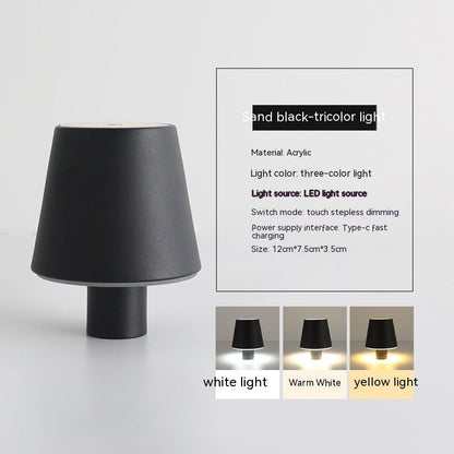 Modern Table Lamp Bedroom Style – Dimmable Mushroom Design - Sand Black Plastic - Table Lamp