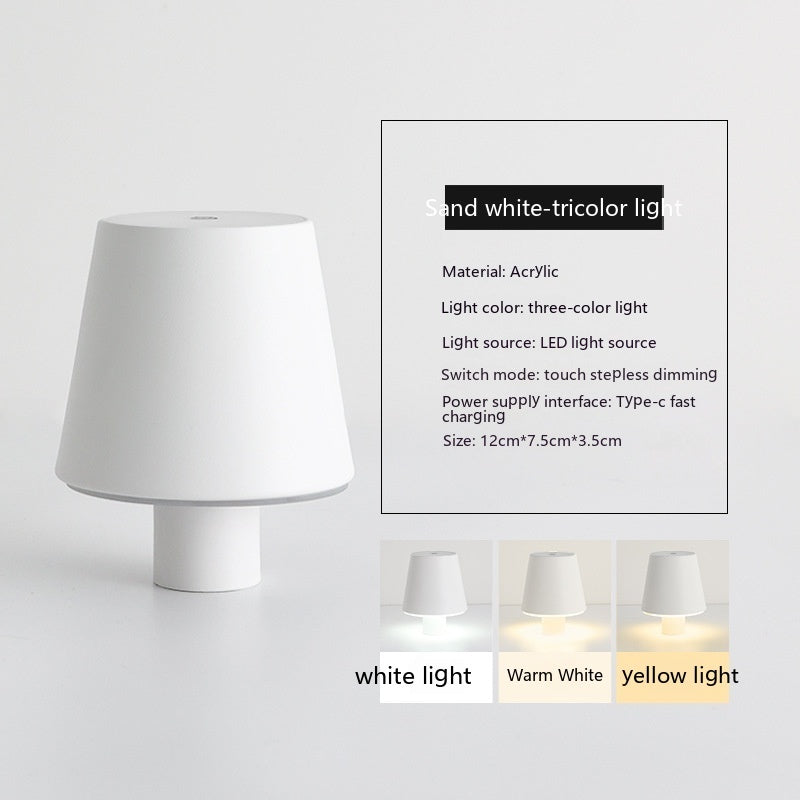 Modern Table Lamp Bedroom Style – Dimmable Mushroom Design - Sand White Plastic - Table Lamp