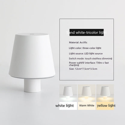 Modern Table Lamp Bedroom Style – Dimmable Mushroom Design - Sand White Plastic - Table Lamp