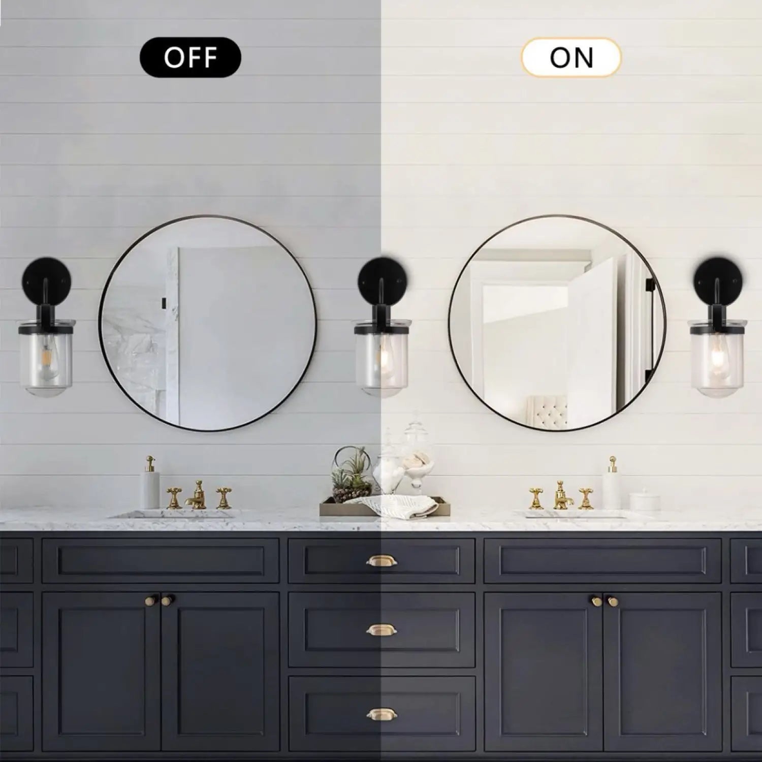 Wall Lights with Clear Glass Shade and E26 Socket for Indoor Black 12V Hanging Light