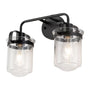 2-Light With Clear Glass Shade,Modern Sconce Industrial Indoor Light Fixture For Bathroom Living Room Bedroom Over