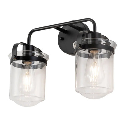 2-Light With Clear Glass Shade,Modern Sconce Industrial Indoor Light Fixture For Bathroom Living Room Bedroom Over