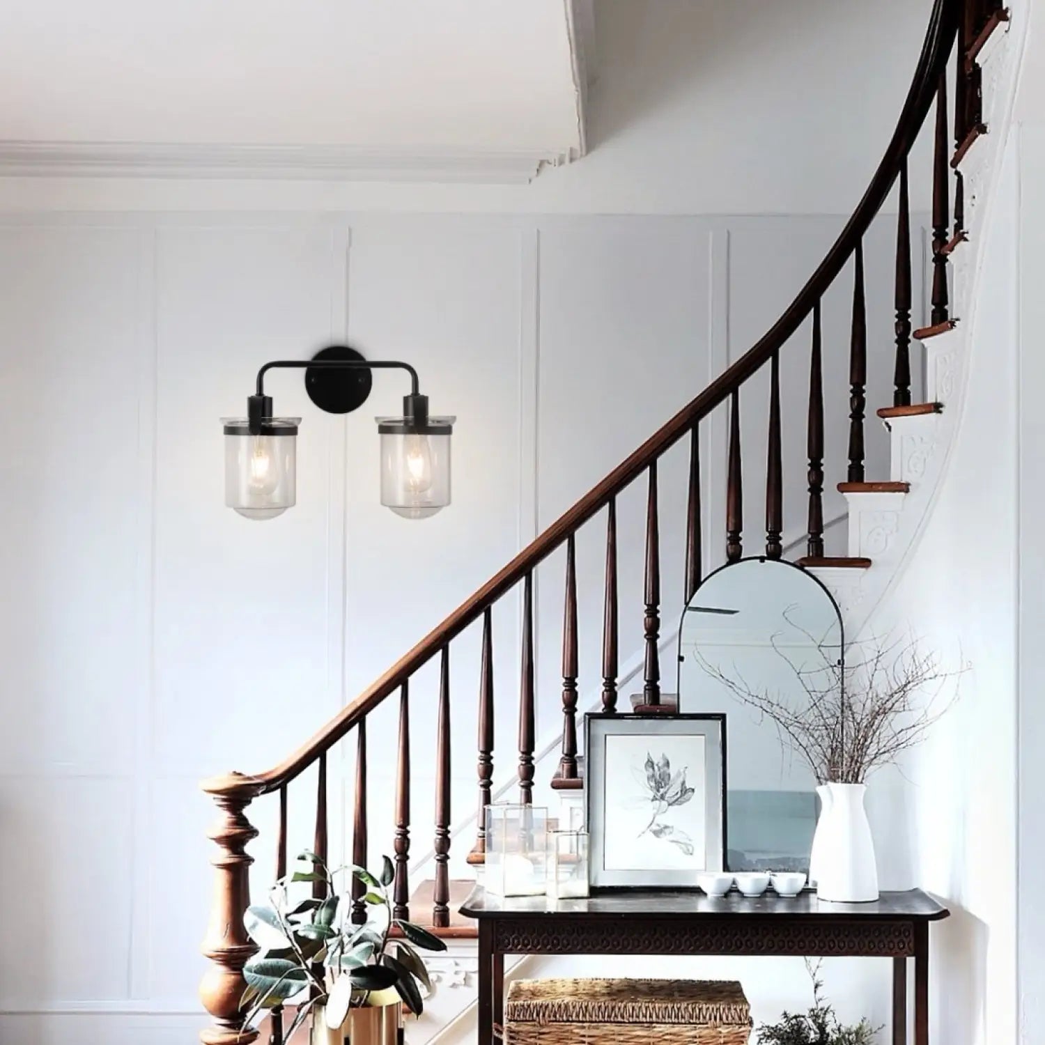 2-Light With Clear Glass Shade,Modern Sconce Industrial Indoor Light Fixture For Bathroom Living Room Bedroom Over