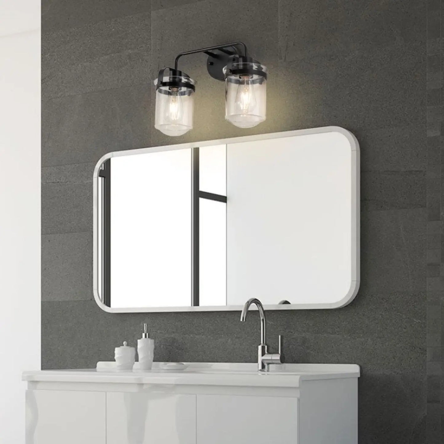 2-Light With Clear Glass Shade,Modern Sconce Industrial Indoor Light Fixture For Bathroom Living Room Bedroom Over
