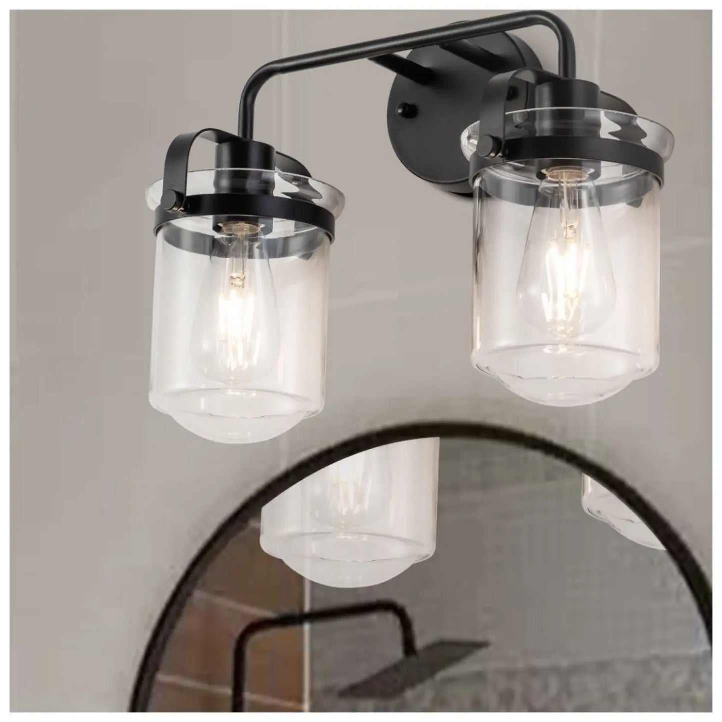 2-Light With Clear Glass Shade,Modern Sconce Industrial Indoor Light Fixture For Bathroom Living Room Bedroom Over