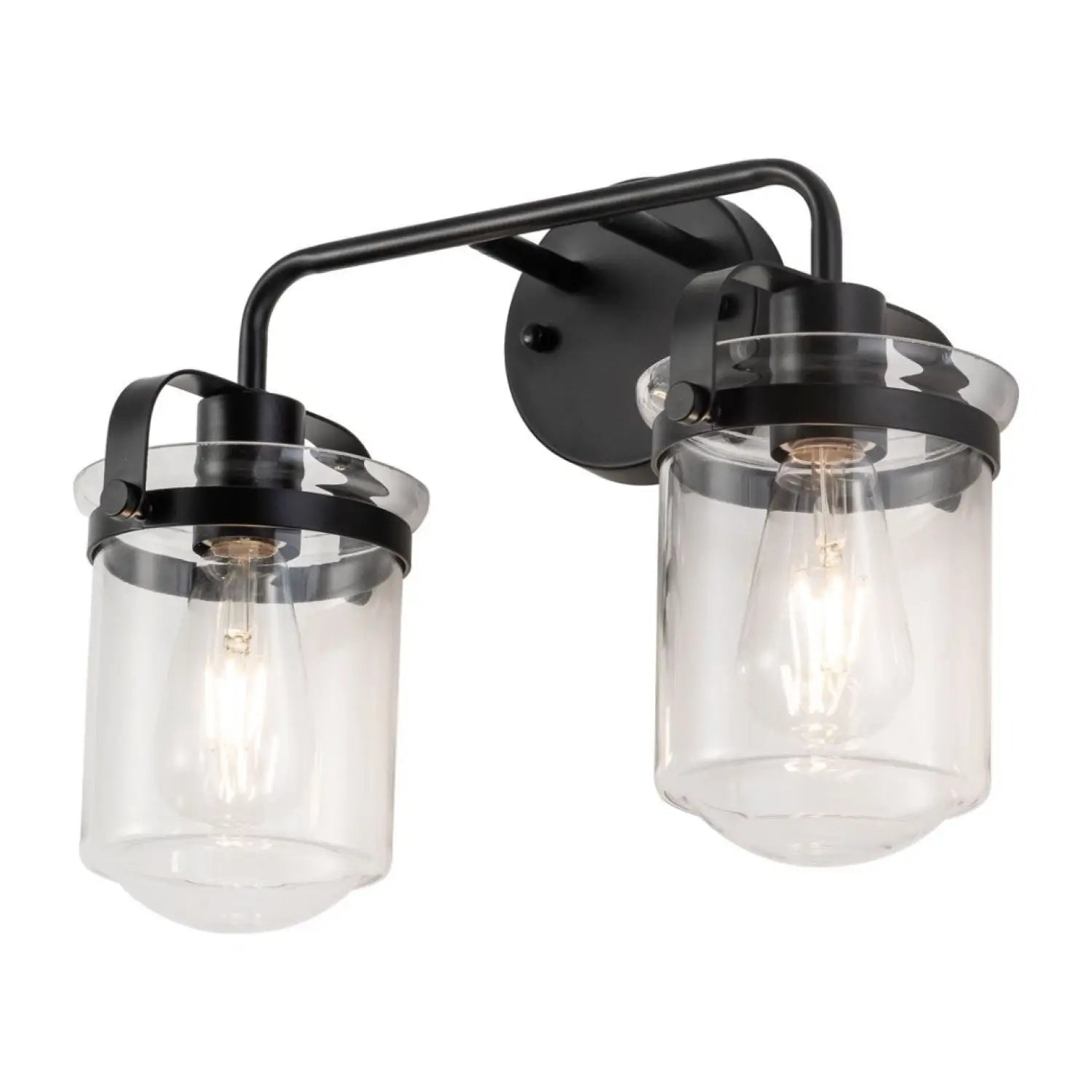 2-Light With Clear Glass Shade,Modern Sconce Industrial Indoor Light Fixture For Bathroom Living Room Bedroom Over