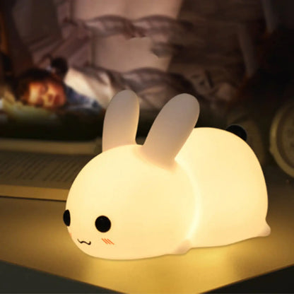 Moonlight Rabbit Silicone Lamp – Cute Touch-Control Dual-Color Night Light - White / 1PC - portable lights