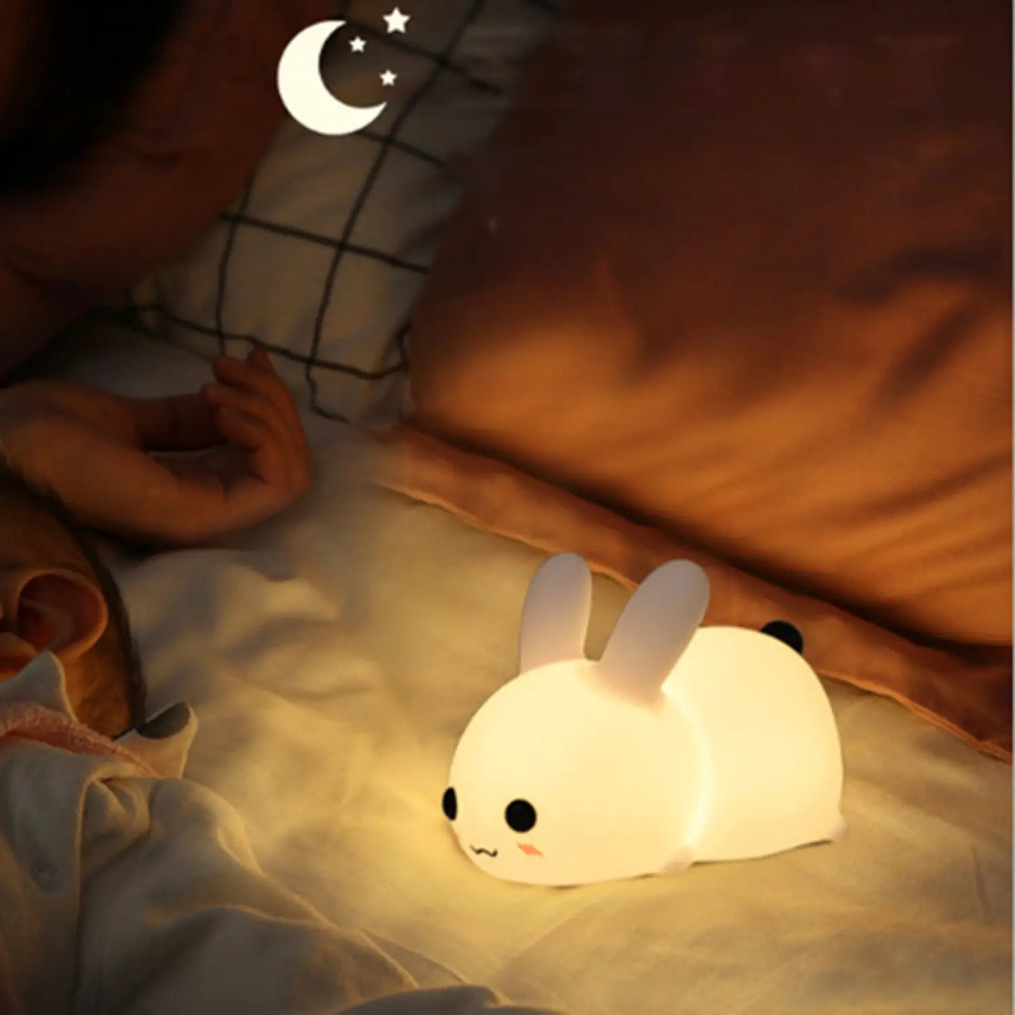 Moonlight Rabbit Silicone Lamp – Cute Touch-Control Dual-Color Night Light - White / 1PC - portable lights