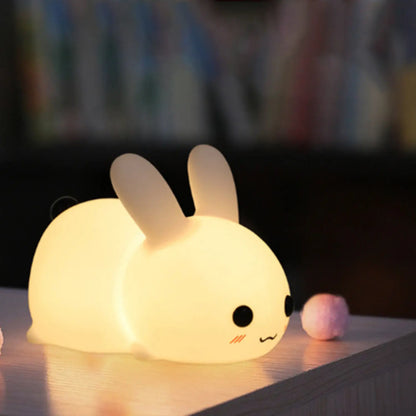 Moonlight Rabbit Silicone Lamp – Cute Touch-Control Dual-Color Night Light - White / 1PC - portable lights