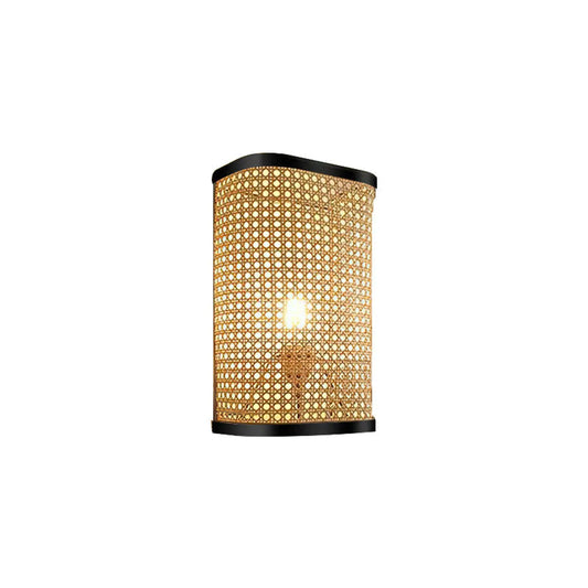 Natural Rattan Wall Lamps for Bedside Aisle & Living Room Lighting - Rattan - 12V Hanging Light
