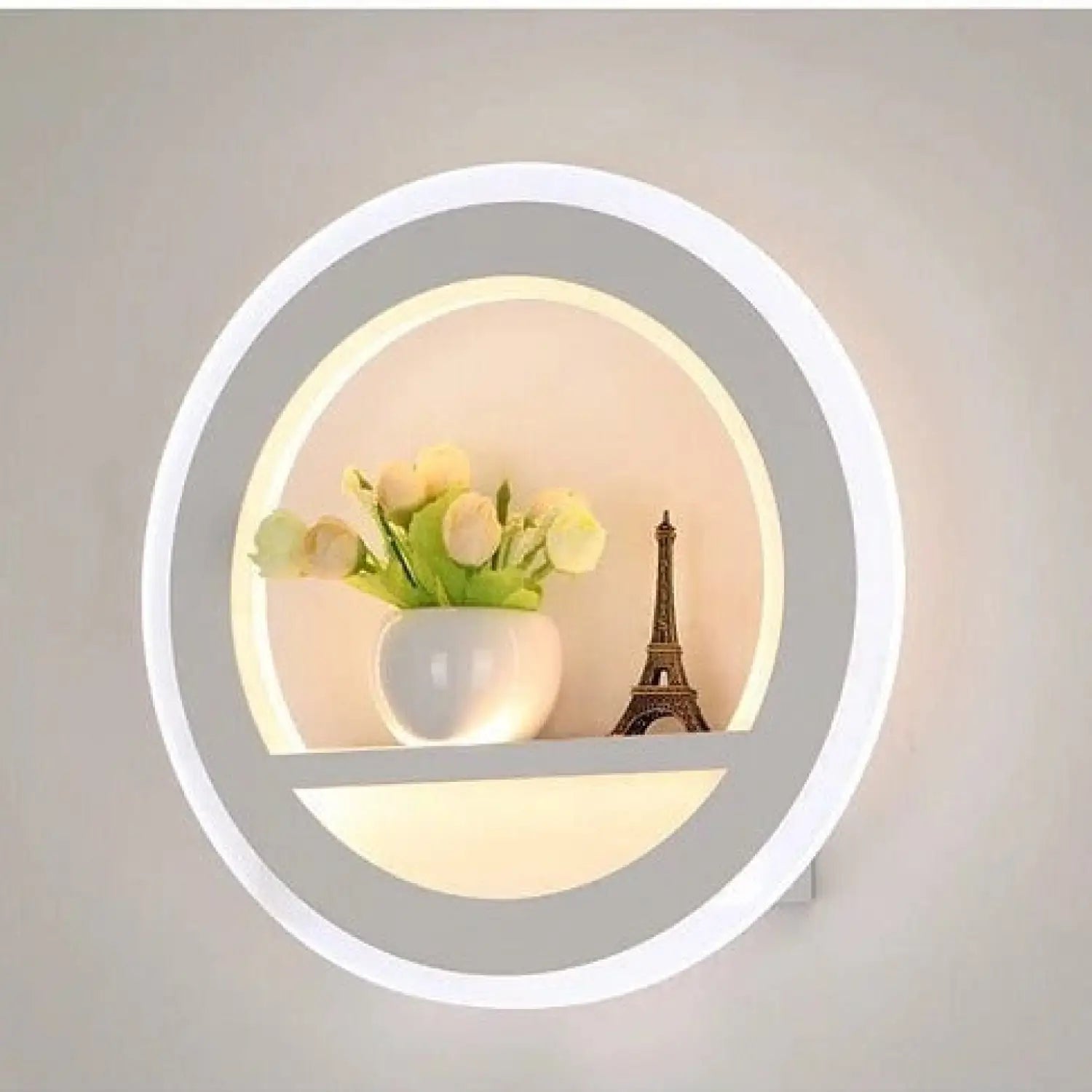 Nordic Crystal Circular Lamp with Simple LED Design for Living Room & Bedroom - as shown - Wall Mount Fixture