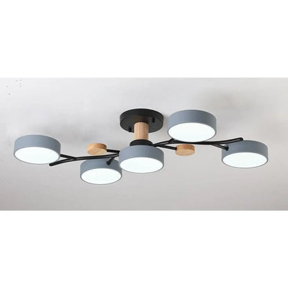 Nordic LED Ceiling Light for Living Room in Soft Macaron Style - 5gray / Stepless dimming110v - Ceiling Light