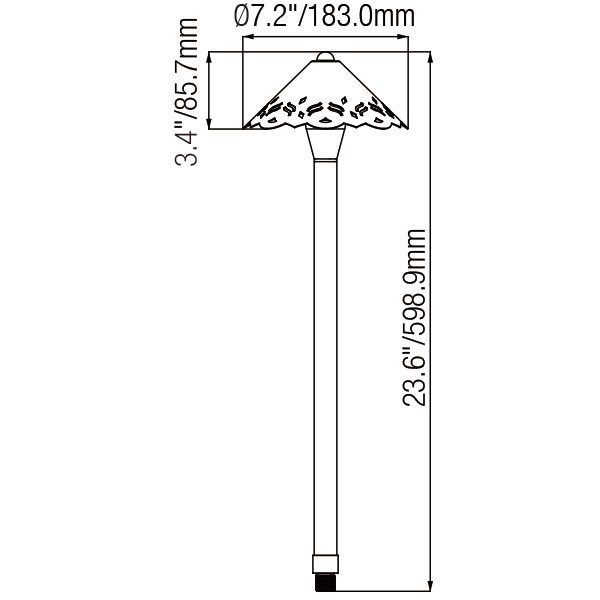 Outdoor Landscape Light with Hollowed Out Design G4 Socket and 72’’ Wire - Path Light Fixture