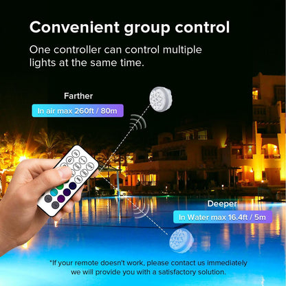 Outdoor LED Lights Waterproof RGB Pool Lamp with 20-Hour Runtime - 4pack - 12V Hanging Light