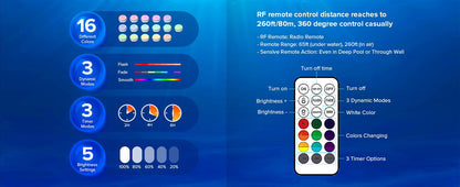 Outdoor LED Lights Waterproof RGB Pool Lamp with 20-Hour Runtime - 4pack - 12V Hanging Light