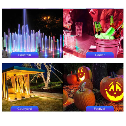 Outdoor LED Lights Waterproof RGB Pool Lamp with 20-Hour Runtime - 4pack - 12V Hanging Light