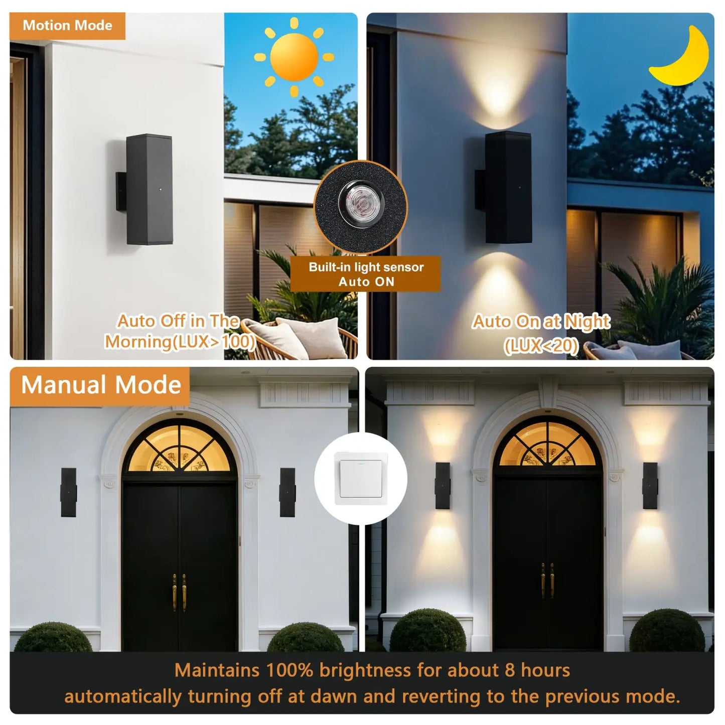 Outdoor Wall Light Fixture,Exterior Lighting Fixtures,Dusk To Dawn Modern Sconce Lights For Porch Patio Garage Front