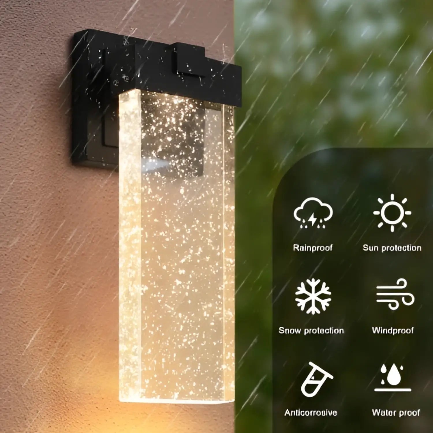 Outdoor Waterproof Transparent LED Crystal Wall Light Supports Many Types Of Bulb-2 Packs With Light Sensitivity