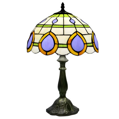 Peacock Tiffany Lamp in Vintage Glass Design - No Bulb - Table Lamp