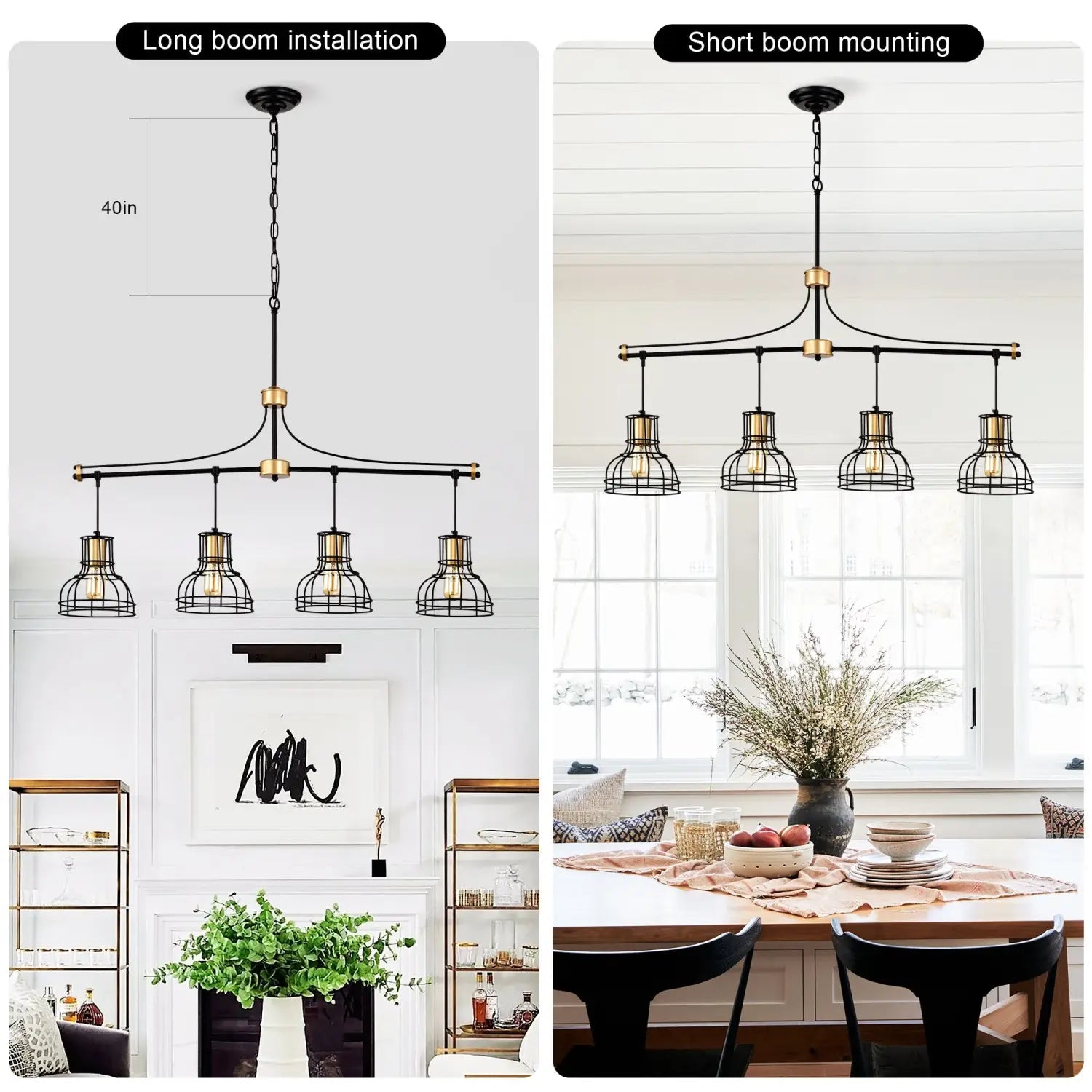 Dining Room Light Fixture Chandelier Over Table 40 Inch Hanging For Farmhouse Linear Chandeliers,4 Light Kitchen Island