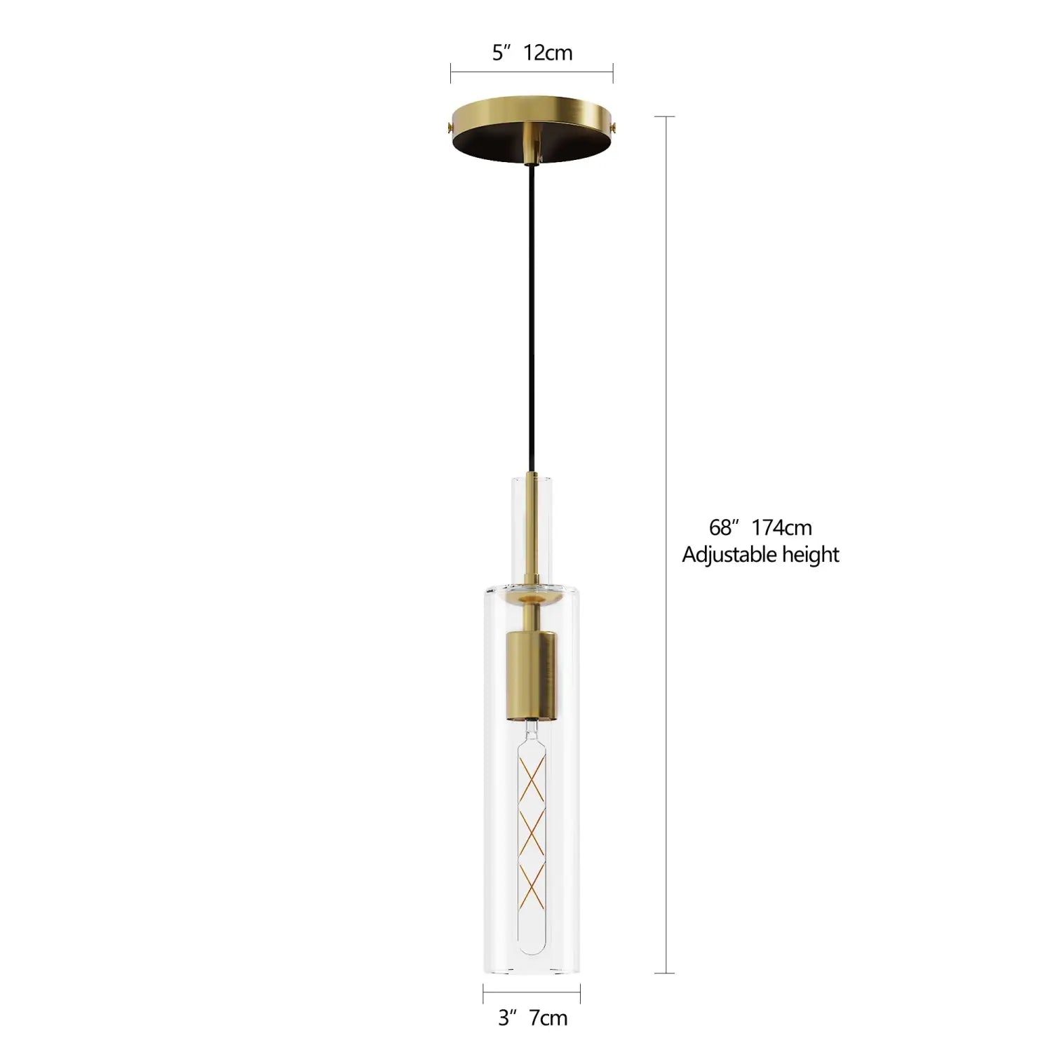Pendant Lighting Set of 3 with Gold Glass for Kitchen Island Dining & Bathroom - Gold - Indoor Hanging Light