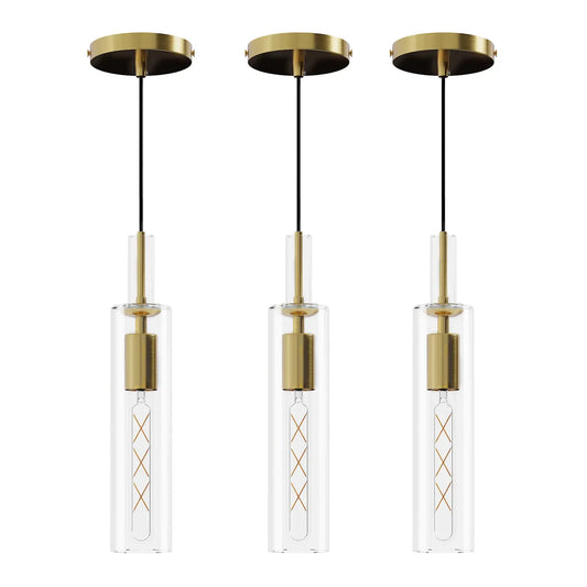 Pendant Lighting Set of 3 with Gold Glass for Kitchen Island Dining & Bathroom - Gold - Indoor Hanging Light