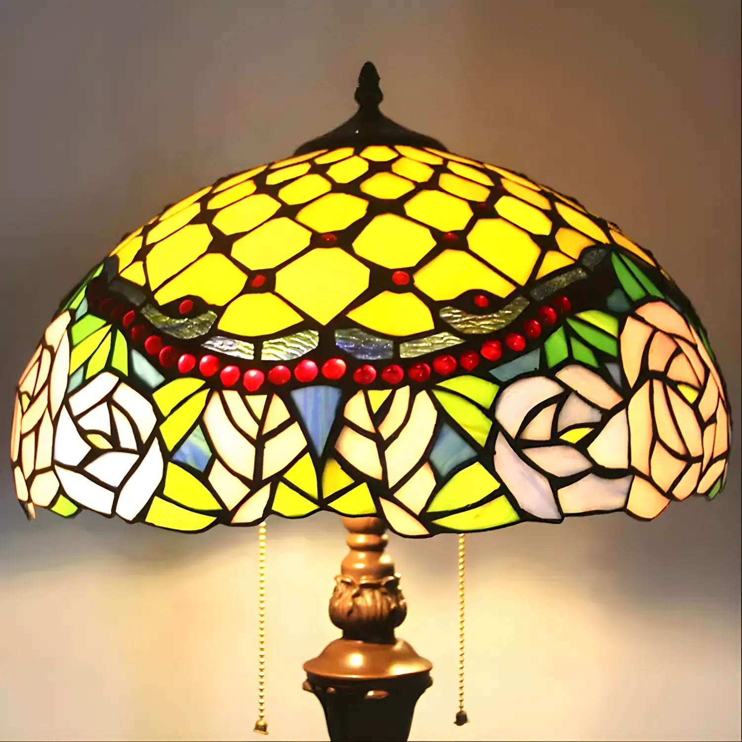 Peony Blossom Tiffany Glass Floor Lamp - No Bulb - Floor Lamp