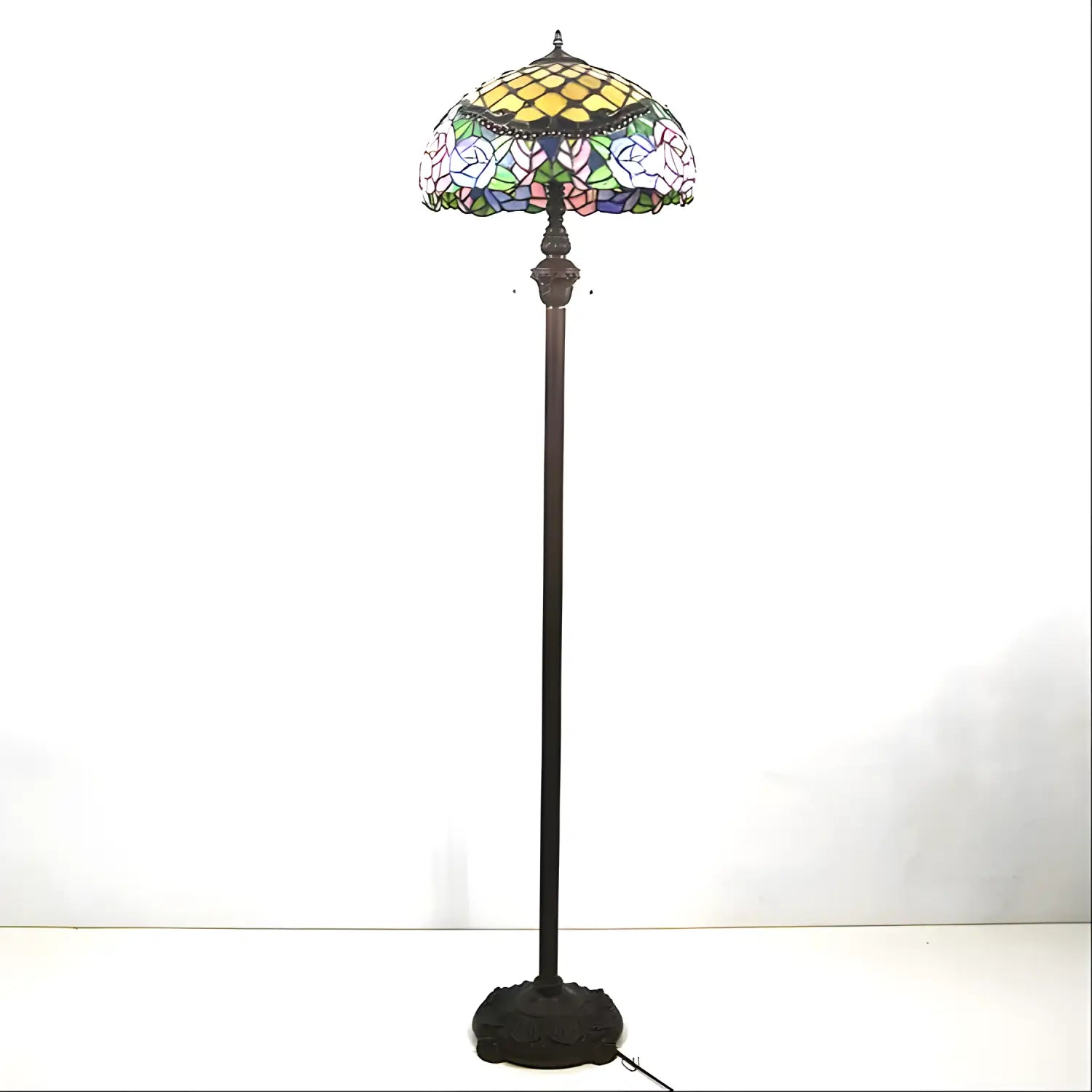 Peony Blossom Tiffany Glass Floor Lamp - No Bulb - Floor Lamp