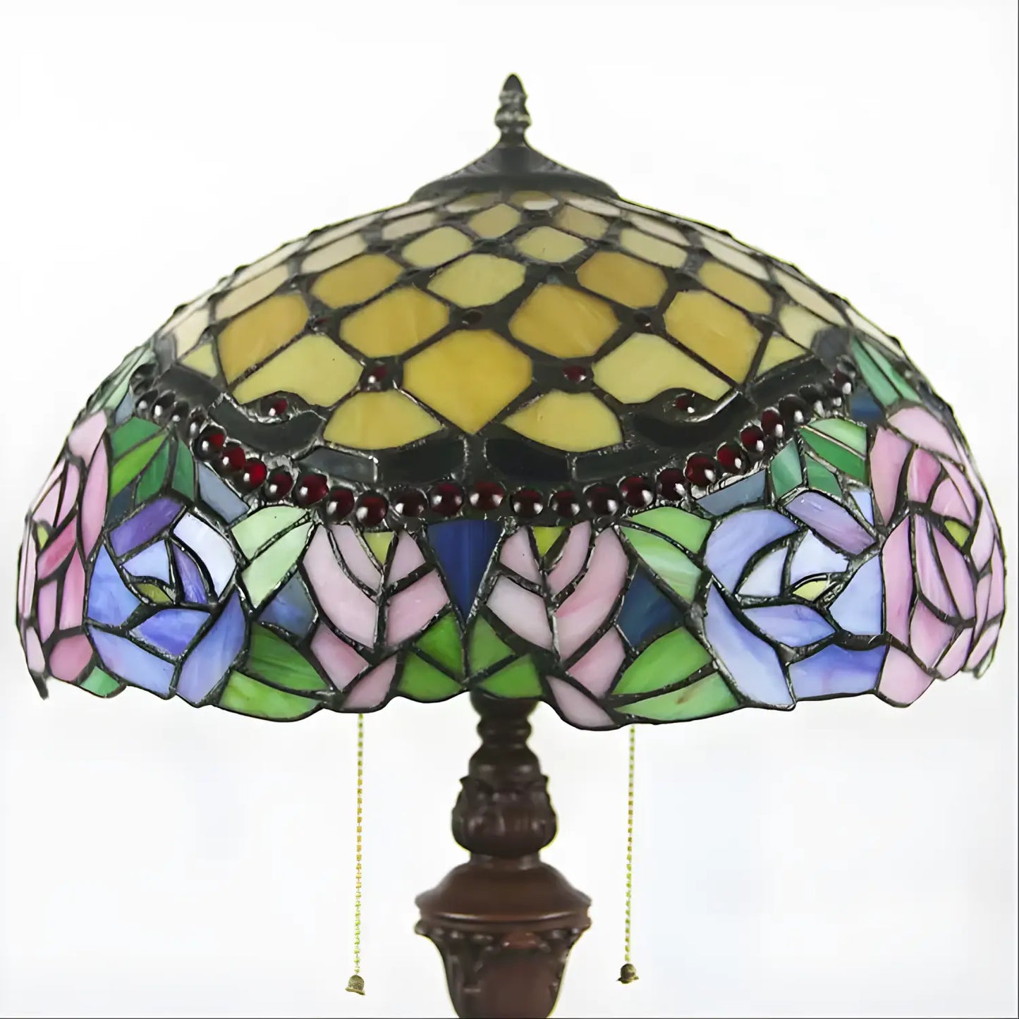 Peony Blossom Tiffany Glass Floor Lamp - No Bulb - Floor Lamp