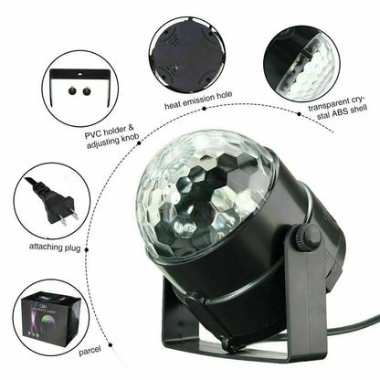 Portable Disco Party Light with LED & Sound Feature for Dance DJ and Events - Black - Light Fixture