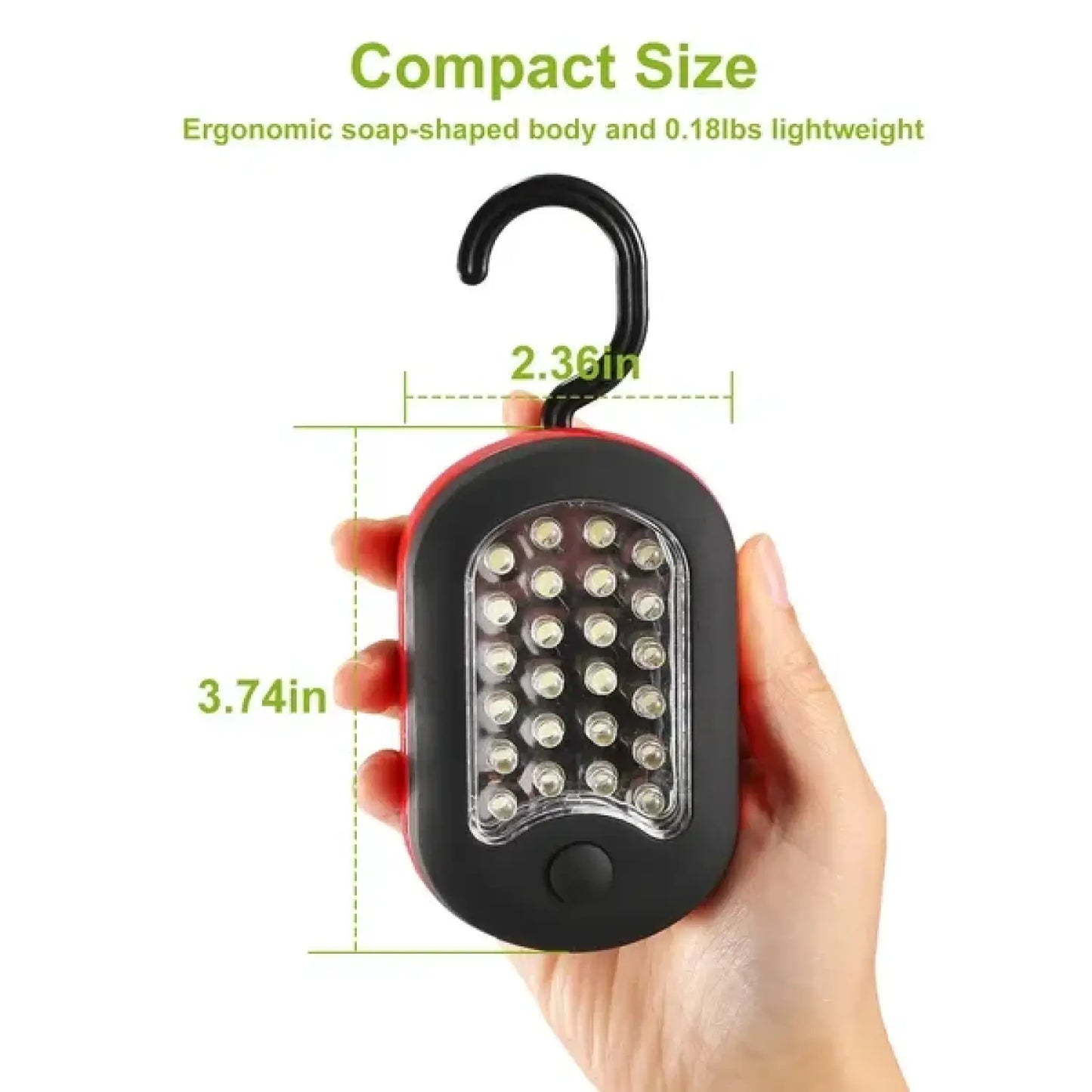Portable Lights LED: Compact Magnetic Flashlight With Hook - BlackRed - Closet Lighting