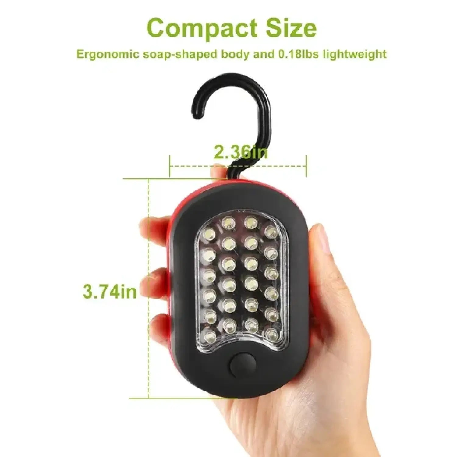 Portable Lights LED: Compact Magnetic Flashlight With Hook - BlackRed - Closet Lighting