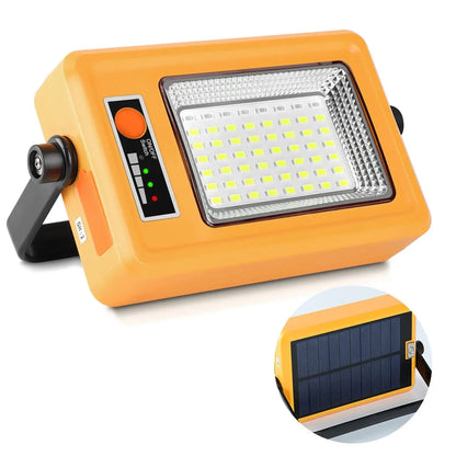 Portable Solar Lantern LED Flood Light - USB Rechargeable Camping Lamp - Orange - Solar Light