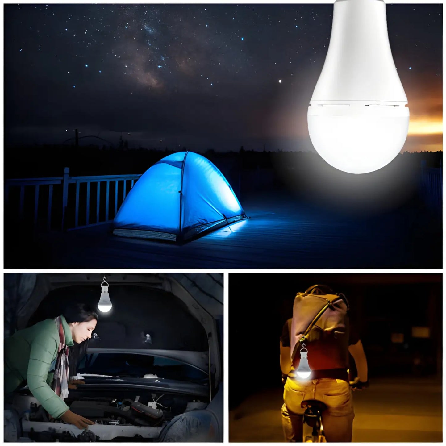 Portable Waterproof Rechargeable LED Light Bulb for Camping & Fishing - 130x70mm - Light Bulb