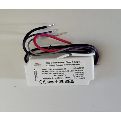 110-277 Volts AC - 15V to 24V DC | 12W Constant Current LED Driver with Dimming - 110 Volts - 277 Volts / 15V - 24V