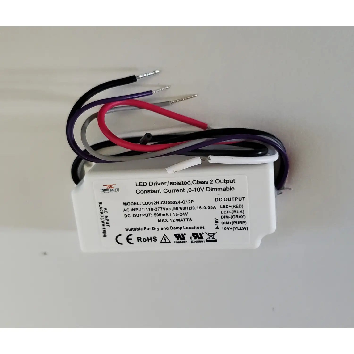 110-277 Volts AC - 15V to 24V DC | 12W Constant Current LED Driver with Dimming - 110 Volts - 277 Volts / 15V - 24V