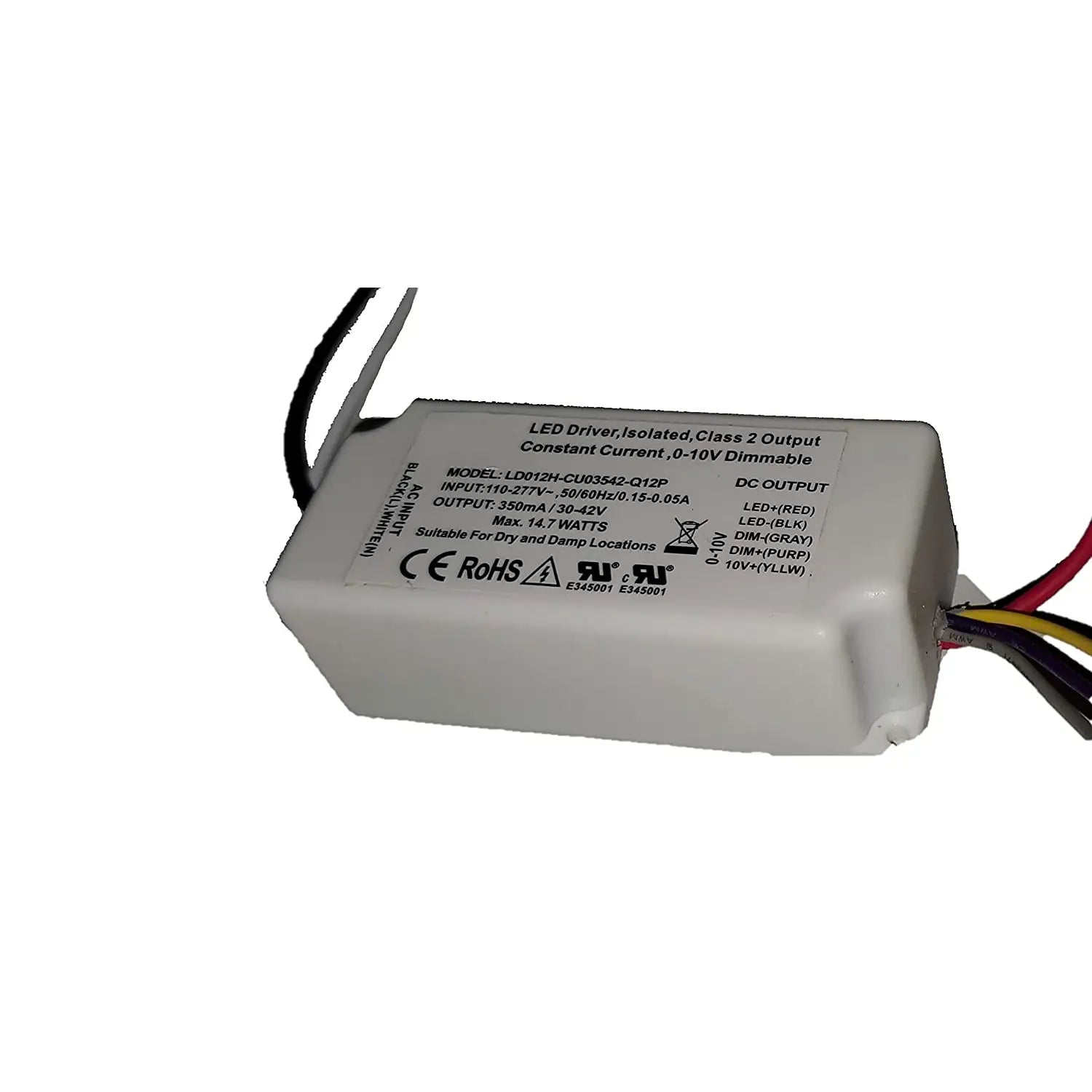 110-277 Volts AC - 30V to 42V DC | 12W Constant Current LED Driver with Dimming - 110 Volts - 277 Volts / 30V - 42V