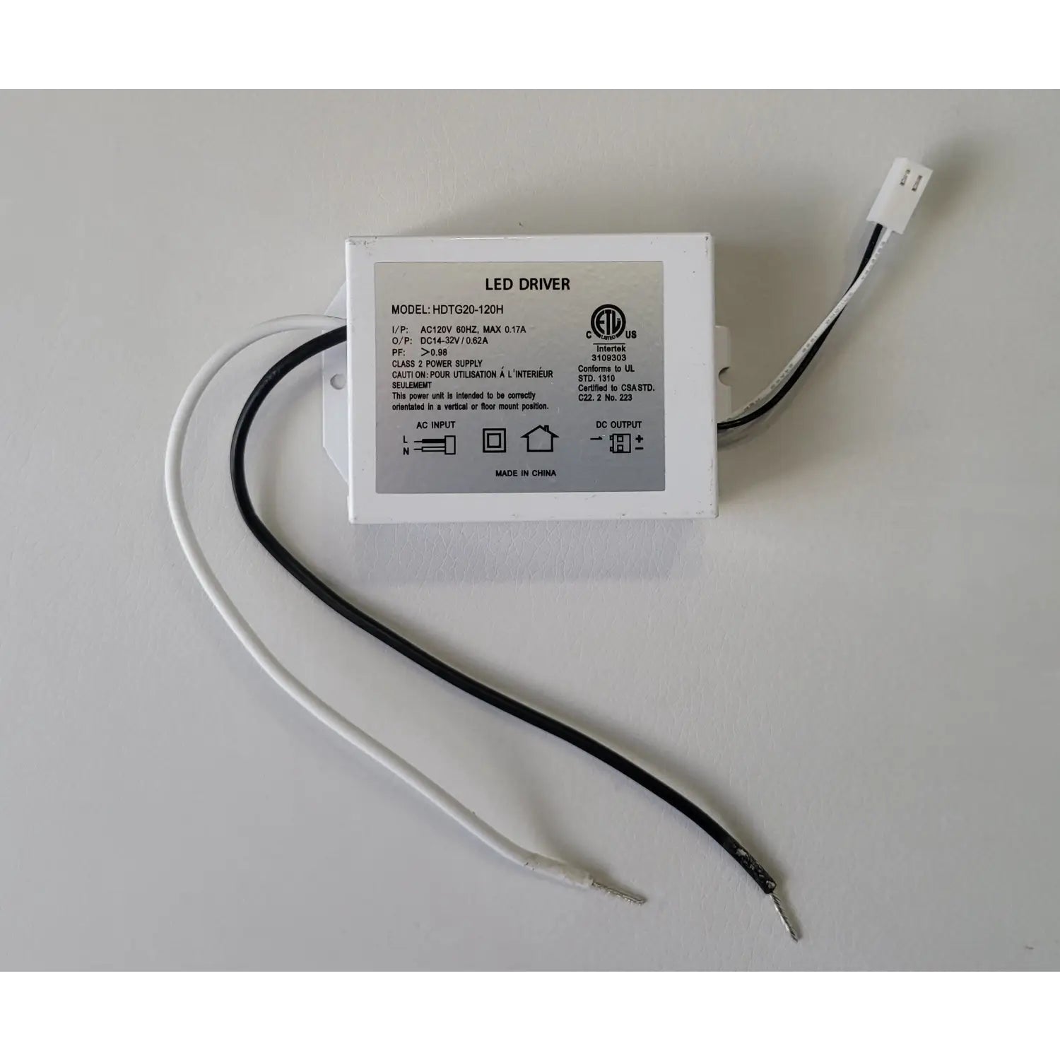 20W LED Driver 14-32V DC 20W Max 0.17A Dimmable Class 2 Power Supply - 120 Volts / 14V - 32V / 20 Watt - LED Driver