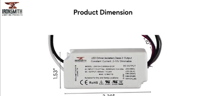 110-277 Volts AC - 15V to 24V DC | 12W Constant Current LED Driver with Dimming - 110 Volts - 277 Volts / 15V - 24V