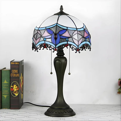 Baroque Style Tiffany Glass Tabletop Lamp - No Bulb - Table Lamp